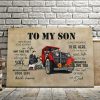 Vintage Car Trucker From Dad To My Son Wherever Your Journey In Life May Take You Framed 0.75& 1,5 Framed Canvas - Home Living- Wall Decor