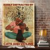 Easily Distracted By Cats And Violins Framed Canvas 0.75 & 1,5 Framed Canvas -Gift Ideas - Home Living -Wall Decor