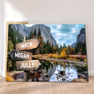 Mountainous Landforms Valley Landscape 0.75 & 1.5 In Framed Canvas -street Signs Customized With Names - Wall Decor