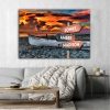 Personalized Sunset At The Beach Multi-Names Premium 0.75 & 1,5 Framed Canvas - Street Signs Customized With Names- Home Living- Wall Decor