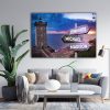 Personalized Lighthouse Multi-Names Premium 0.75 & 1,5 Framed Canvas - Street Signs Customized With Names- Home Living- Wall Decor