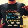 Personalized Hooked On Being Grandpa Vintage Funny Shirt, Gift For Grandpa, Gift For Fishing Lover, Family Shirt