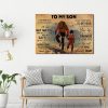 Dad And Son Climbing -To My Son Wherever Your Journey In Life I Pray You’ll Always Be Safe 0.75 & 1,5 Framed Canvas- Home Living- Wall Decor