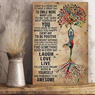 Today Is A Good Day To Have A Great Day Laugh Love Live Yoga Vintage Kraft Paper Poster Wall Art Decor