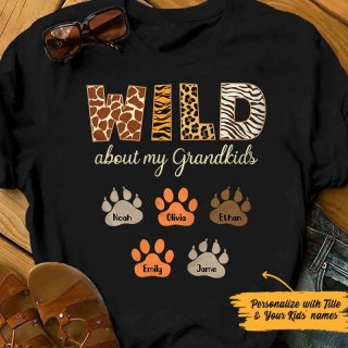 Wild About My Grandkids Wild Animals Paws T-shirt, Grandkids Custom Shirt, Shirt For Grandparents, Family Shirt, Family Gift