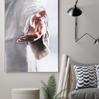 Jesus Reaching Out From Heaven Canvas, Christian Canvas, 0.75 & 1.5 In Framed, Wall Art