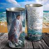 Personalized Jesus Let Your Faith Be Bigger Than Your Fear Tumbler, Christian Tumbler, 20 Oz Stained Glass