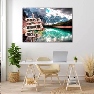 Personalized Beach And Mountain Multi-Names Premium 0.75 & 1,5 Framed Canvas - Street Signs Customized With Names- Home Living- Wall Decor