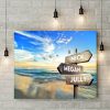 Personalized Beautiful Beach View Landscape Multi-names Premium Canvas - Family Street Signs Customized With Names- 0.75 & 1.5 In Framed -w