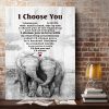 The Elephant – I Choose You To Do Life With Hand In Hand, Side By Side 0.75 and 1,5 Framed Canvas- Home Decor-Canvas Wall Art