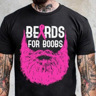 Breast Cancer Awareness- Mens Beards For Boobs Shirt, Cancer Awareness Pink Ribbon Shirt