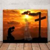 Bowing Man Before Jesus Compressor Art Canvas, Jesus Christ Canvas, 1.5 & 0.75 In Framed