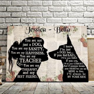 Personalized You Are Not Just A Dog You Are My Best Friend 0.75 & 1,5 Framed Canvas - Customized With Names- Home Living- Wall Decor