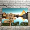 Personalized Mountain River Multi-Names Premium 0.75 & 1,5 Framed Canvas - Street Signs Customized With Names- Home Living- Wall Decor