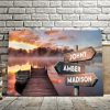 Personalized Boat Bridge Multi-Names Premium 0.75 & 1,5 Framed Canvas - Street Signs Customized With Names- Home Living- Wall Decor