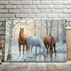 Wild Winter Trio Horses Besides The Lake Art Canvas,  Horse Canvas, Horse Lovers, Wall Art Decor