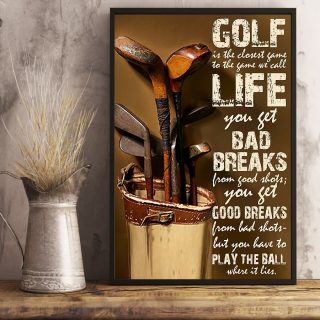 Golf Is Closet Game To The Game We Call Life Canvas, Golf Canvas, Gift For Golf Lovers, Gift For Him, Wall Art Decor