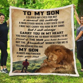 Lion To My Son I Will Carry You In My Heart Blanket, Lions Blanket, Gift For Son, Dad And Son, Home & Living