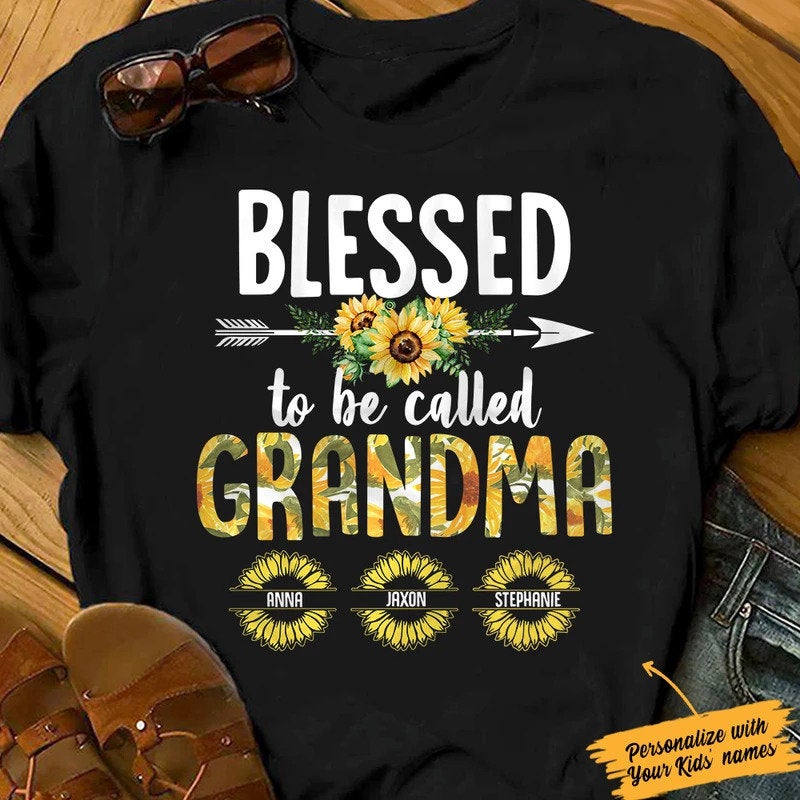 Personalized Blessed To Be Called Grandma Sunflower Shirt, Grandma ...