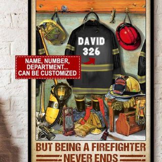 Personalized My Time Uniform Is Over But Being A Firefighter Never Ends Vintage Canvas, Gift Canvas, Wall Art