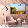 Personalized Beautiful American Flag Blowing In The Wind At The Beach On A Pier Canvas, Multi-names Premium Canvas - Street Signs Customize