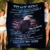 Eagle American Flag To My Son Always Hold Believing In Yourself Fleece Blanket, Mom And Son, Gift For Son, Home & Living