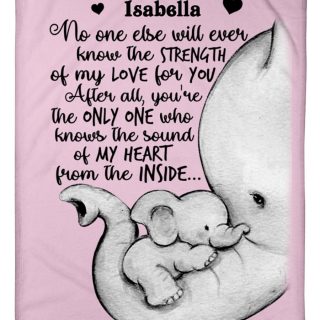 Personalized Elephant No One Else Will Never Know The Strength Of Love For You Fleece Blanket, Gift For Kids, Family Gift Blanket
