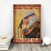 Old Man Playing Harmonica – You Don’t Stop Playing Harmonica When You Get Old 0.75 and 1,5 Framed Canvas- Home Decor-Canvas Wall Art