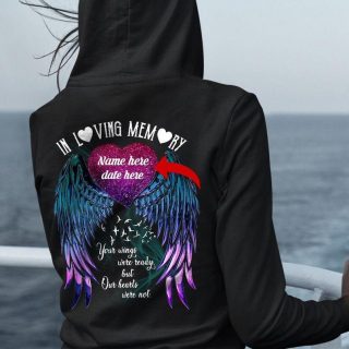 Personalized In Loving Memory Angel Wings Shirt, Love In Heaven, Memorial Shirt, Husband And Wife