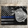 Personalized Police Badge American Flag Premium Canvas, Back The Blue, Family Canvas, Police Wife Proud Canvas, Family Gift, Wall Art