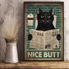 Cat Saying Nice Butt Canvas, Bathroom Sign Decor, For Cat Lovers