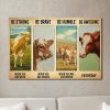 Cow – Be Strong When You Are Weak, Be Brave When You Are 0.75 & 1,5 Framed Canvas- Home Living, Wall Decor