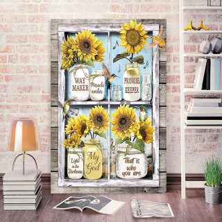 Hummingbird And Sunflower – Way Maker, Miracle Work, Promise Keeper 0.75 & 1,5 Framed Canvas -Gift Idea -Home Decor- Canvas Wall Art